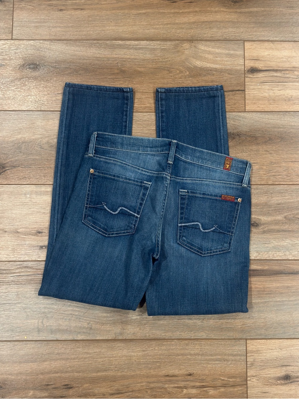 7 FOR ALL MANKIND Vintage 2000s Y2k Low-rise Straight Leg Jeans | Size 28